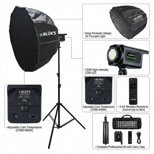 BLUKS BX-90cm Parabolic Soft Box Flash Light